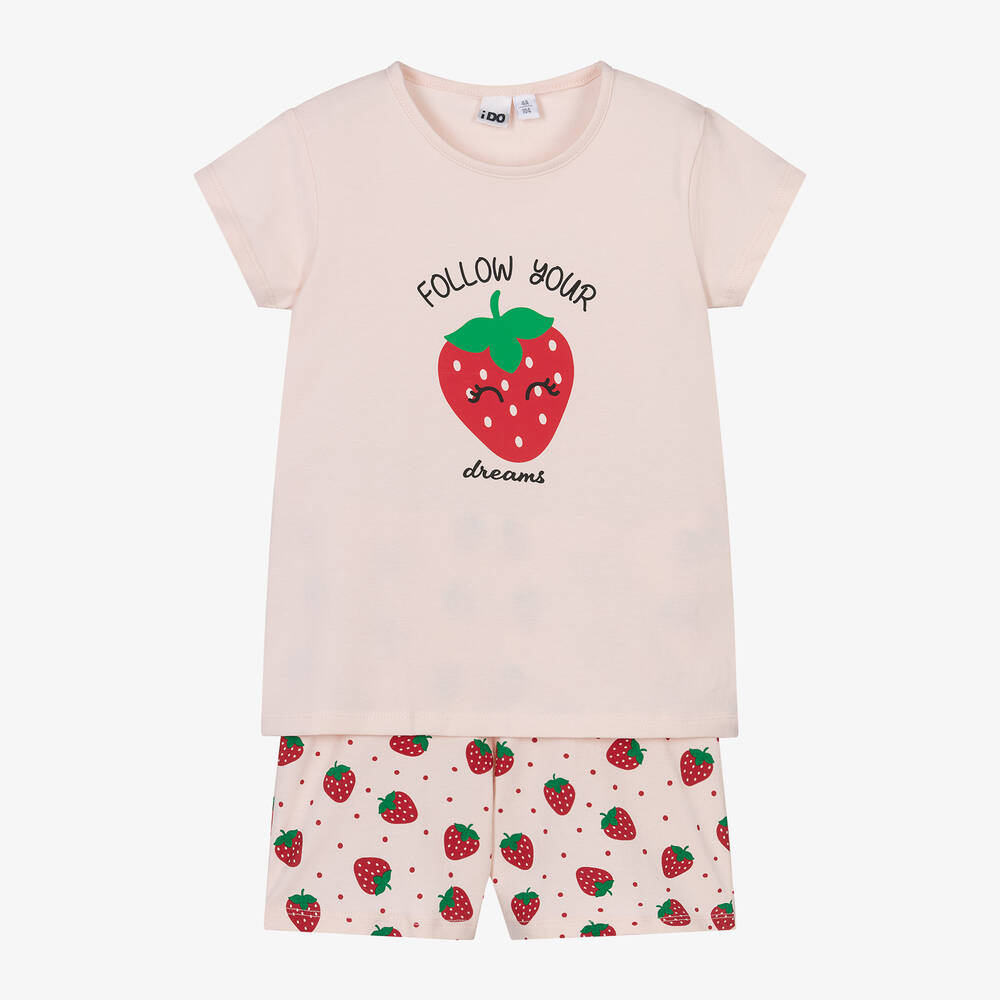 iDO Baby-Girls Pink Cotton Short Pyjamas | Childrensalon Outlet