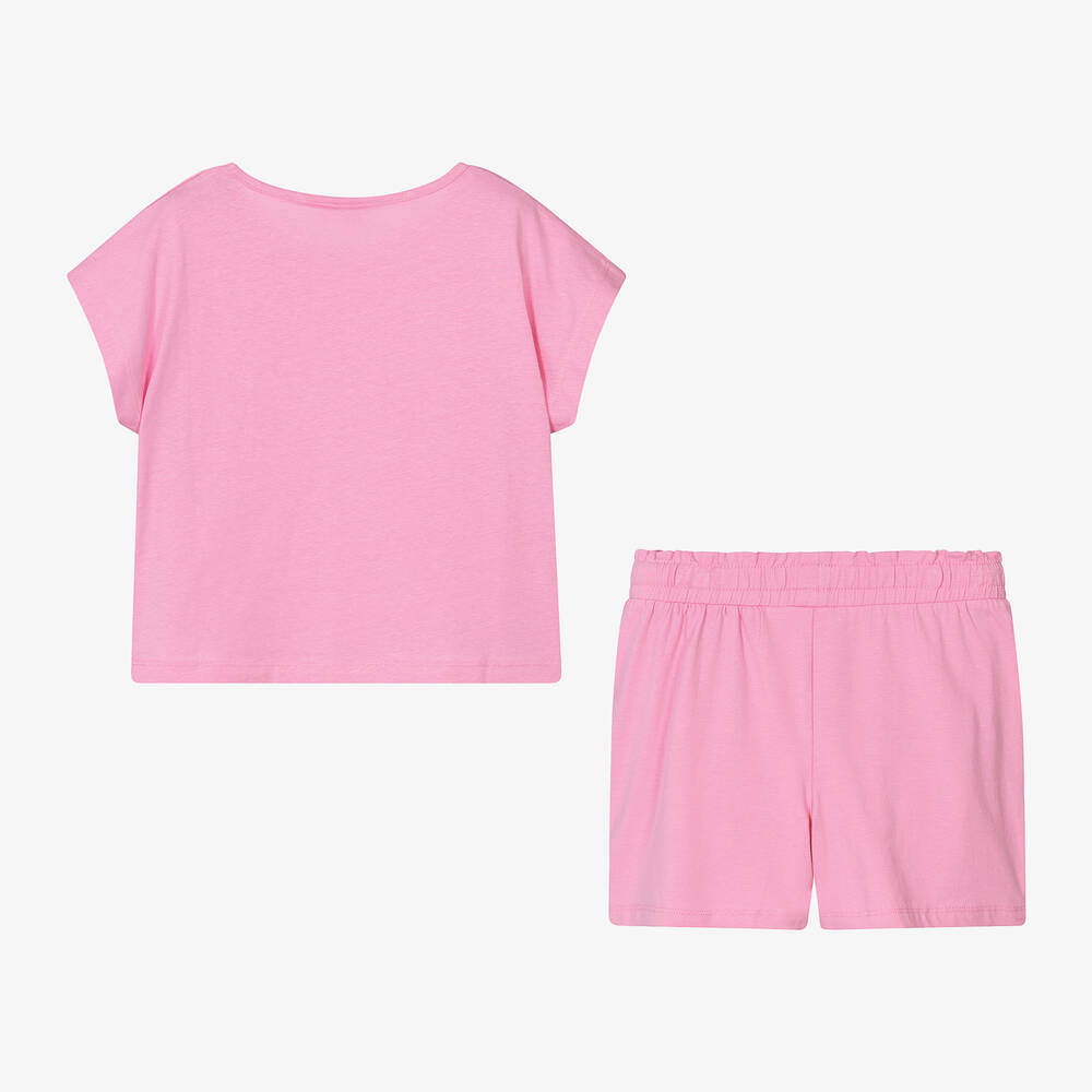 iDO Junior-Girls Pink Cotton Shorts Set | Childrensalon Outlet