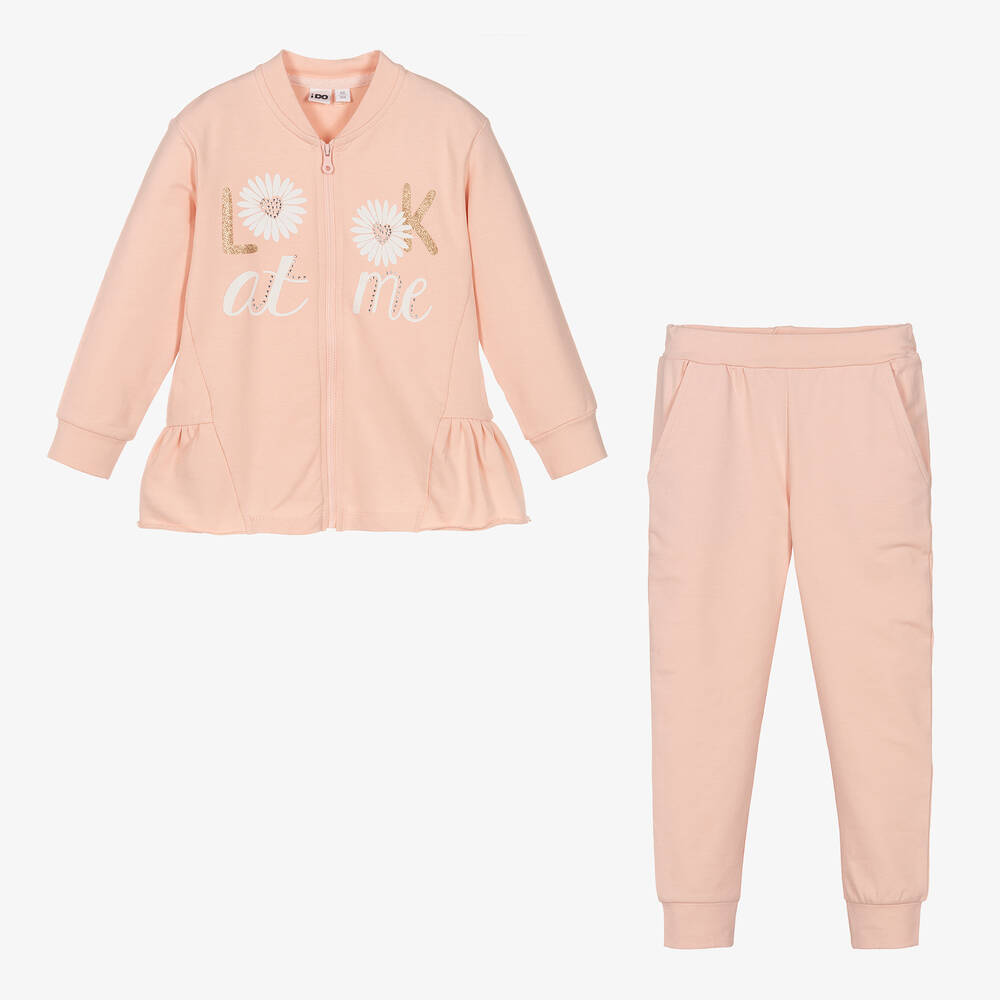 iDO Baby-Girls Pink Cotton Tracksuit | Childrensalon Outlet