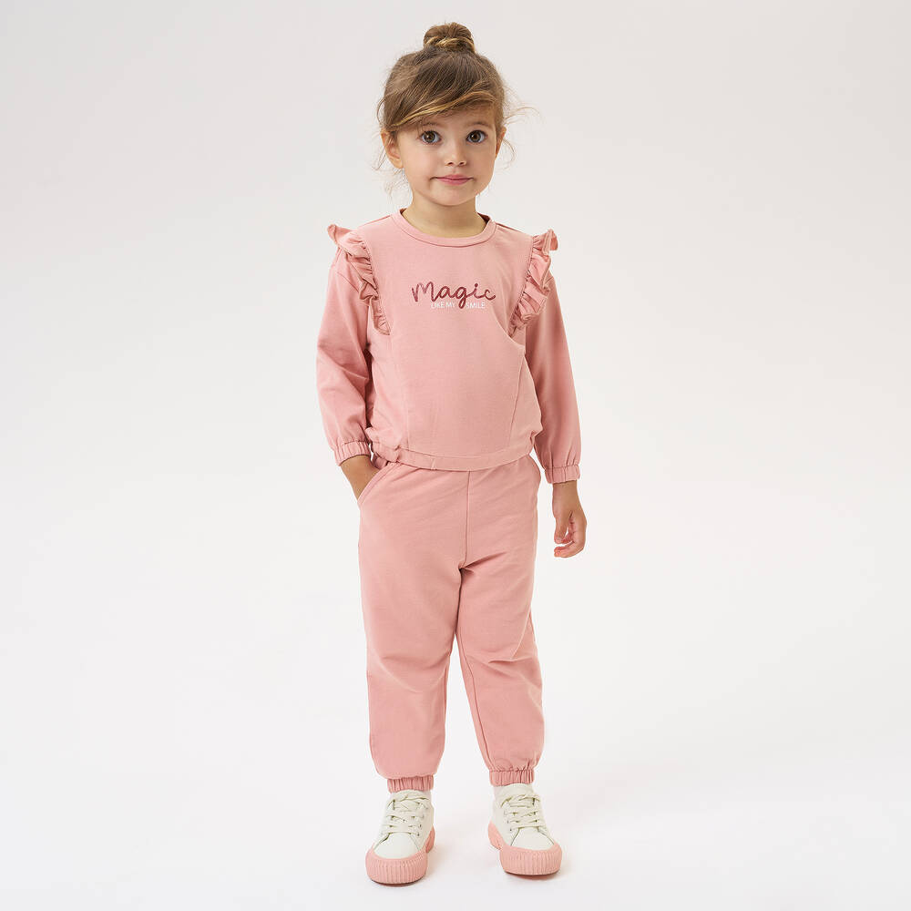 iDO Baby-Girls Pink Cotton Tracksuit | Childrensalon Outlet