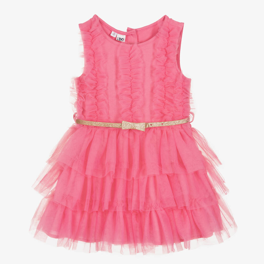 iDO Baby - Girls Pink Cotton Tulle Dress | Childrensalon