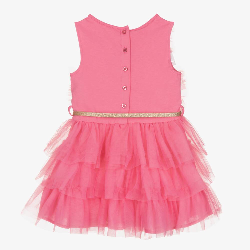 iDO Baby-فستان قطن جيرسي وتول لون زهري | Childrensalon Outlet