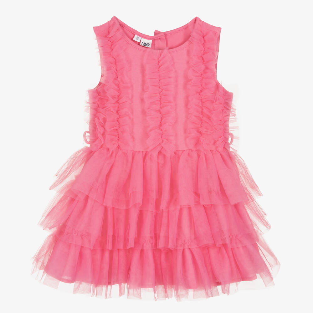 iDO Baby-فستان قطن جيرسي وتول لون زهري | Childrensalon Outlet