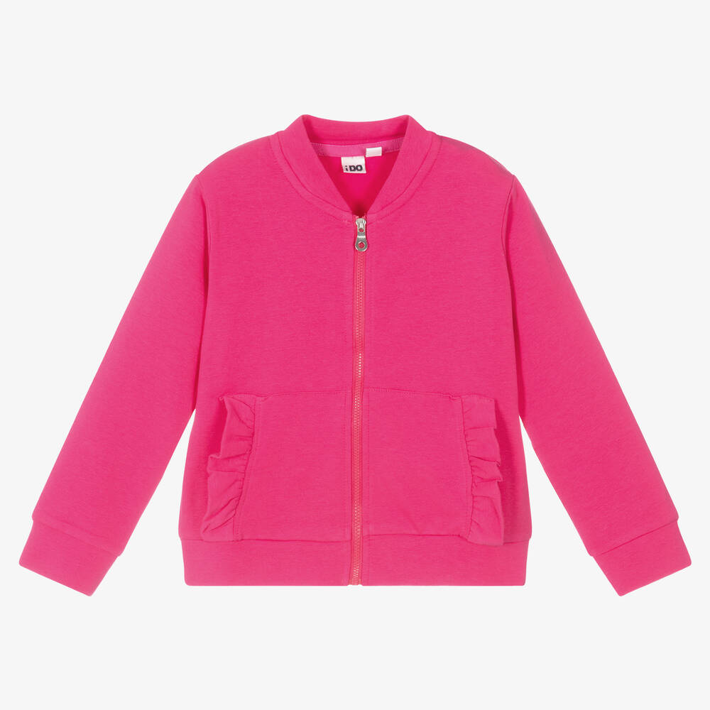 iDO Baby - Girls Pink Cotton Zip-Up Top | Childrensalon