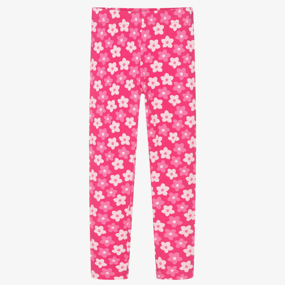iDO Baby - Girls Pink Floral Cotton Leggings | Childrensalon