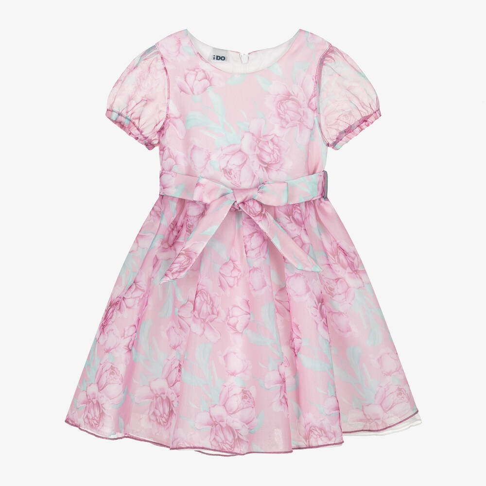 iDO Baby-Girls Pink Floral Organza Dress | Childrensalon Outlet