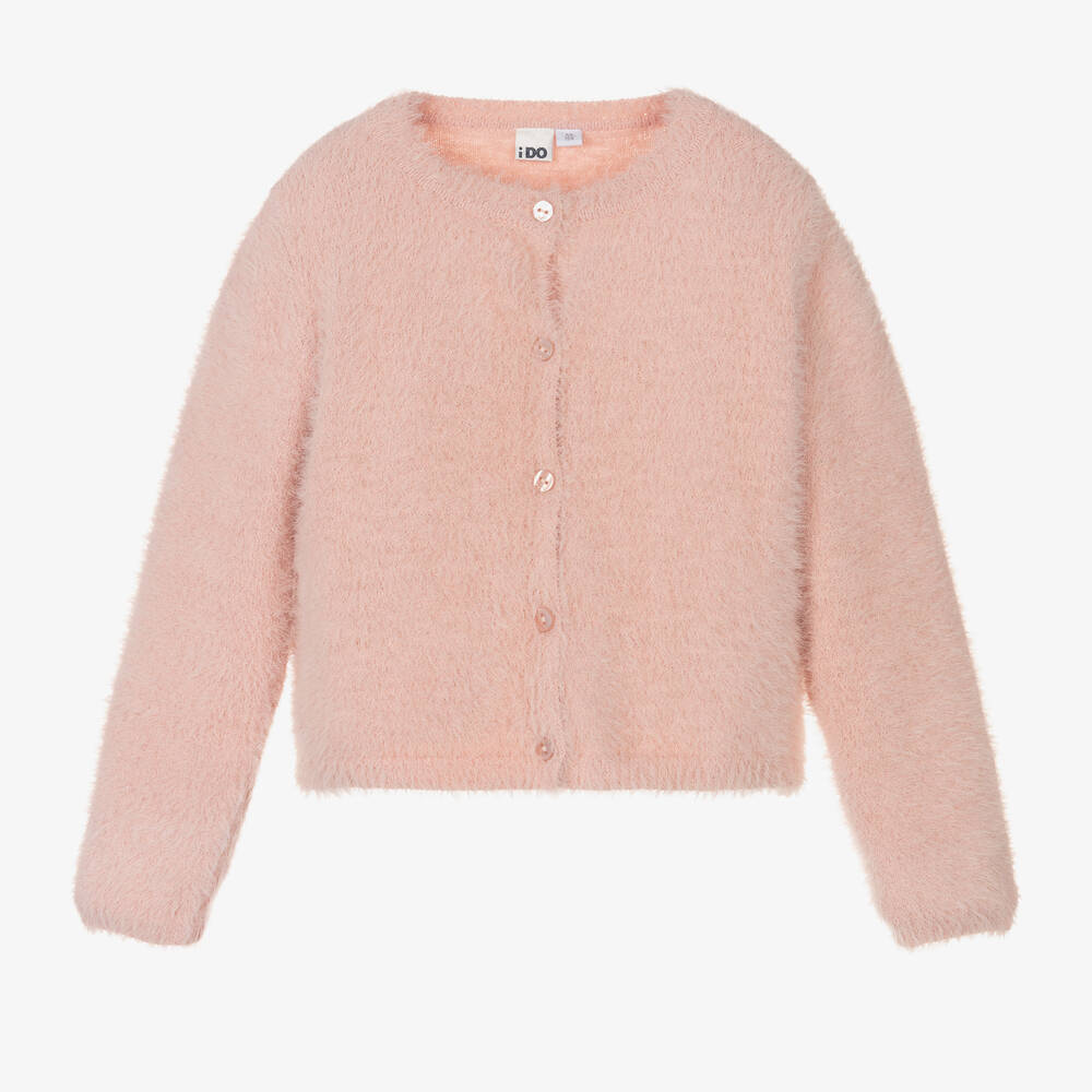 iDO Baby - Girls Pink Fluffy Cardigan | Childrensalon