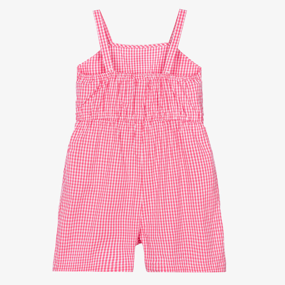 iDO-Girls Pink Gingham Check Cotton Playsuit | Childrensalon Outlet