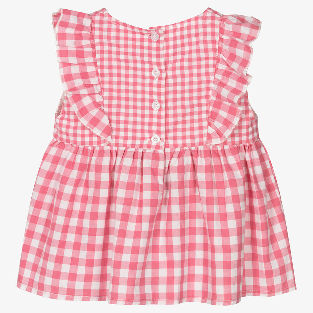 iDO Baby-Girls Pink Gingham Cotton Blouse | Childrensalon Outlet