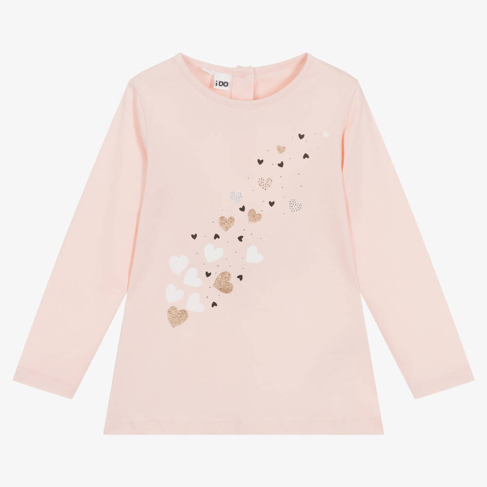 iDO Baby - Girls Pink Heart Cotton Top | Childrensalon