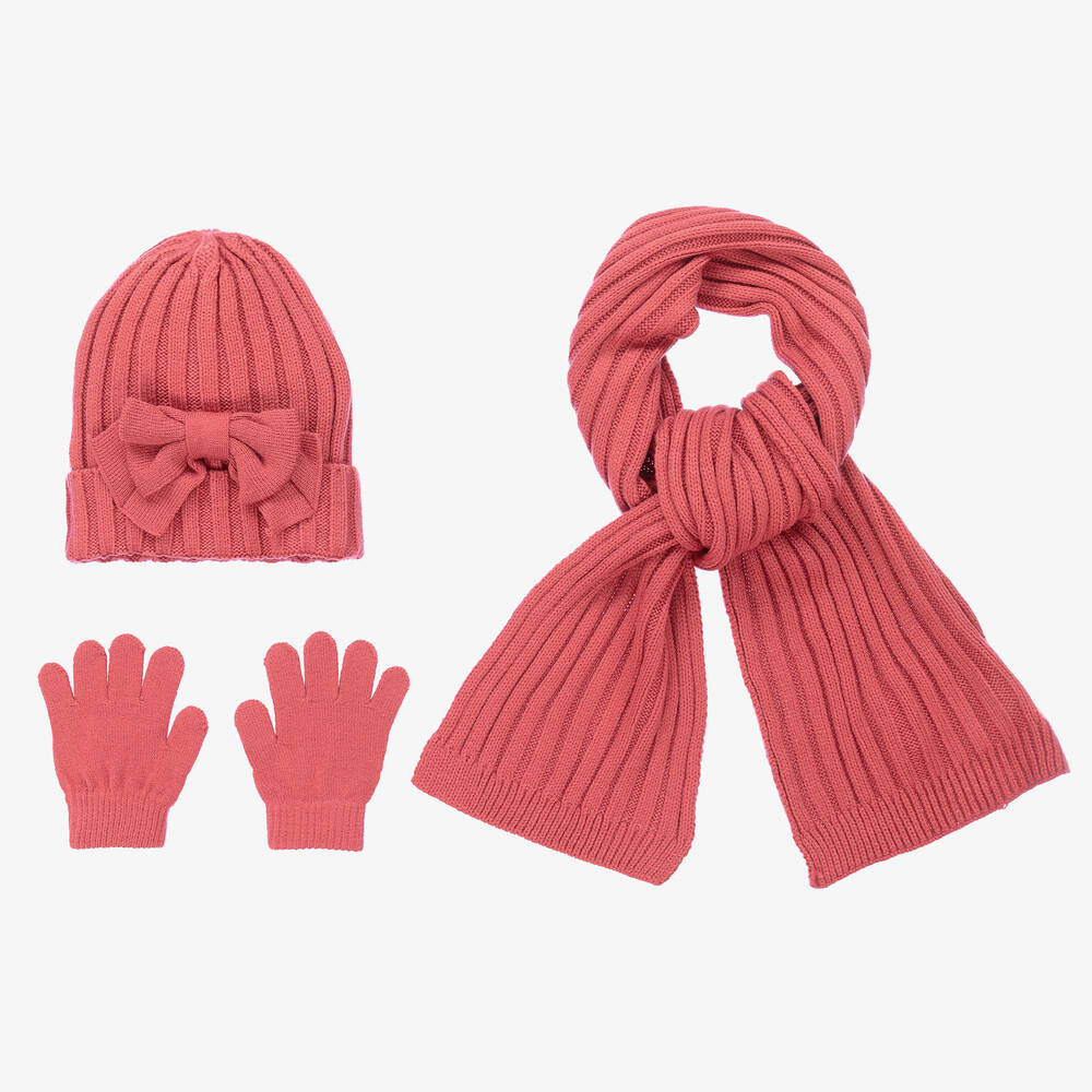iDO Baby - Girls Pink Knitted Hat Set | Childrensalon