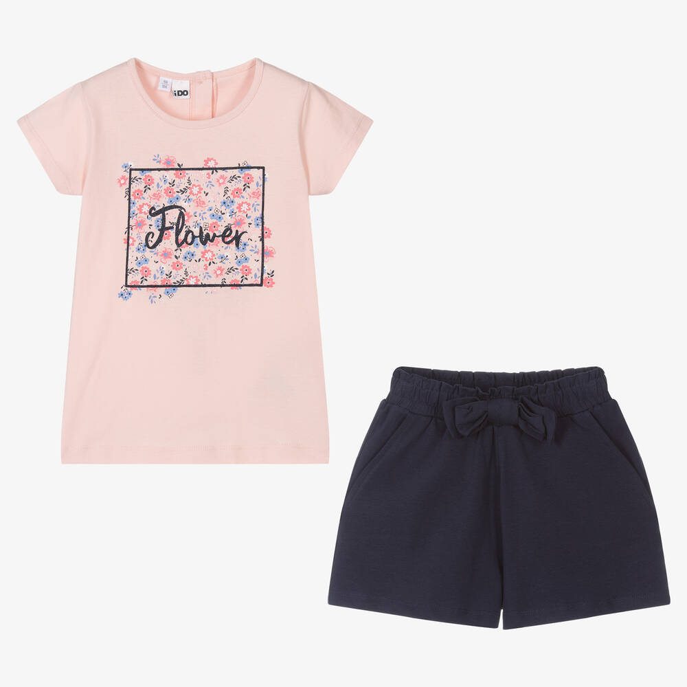 iDO Малыши-Розовая футболка и синие шорты из хлопка | Childrensalon Outlet