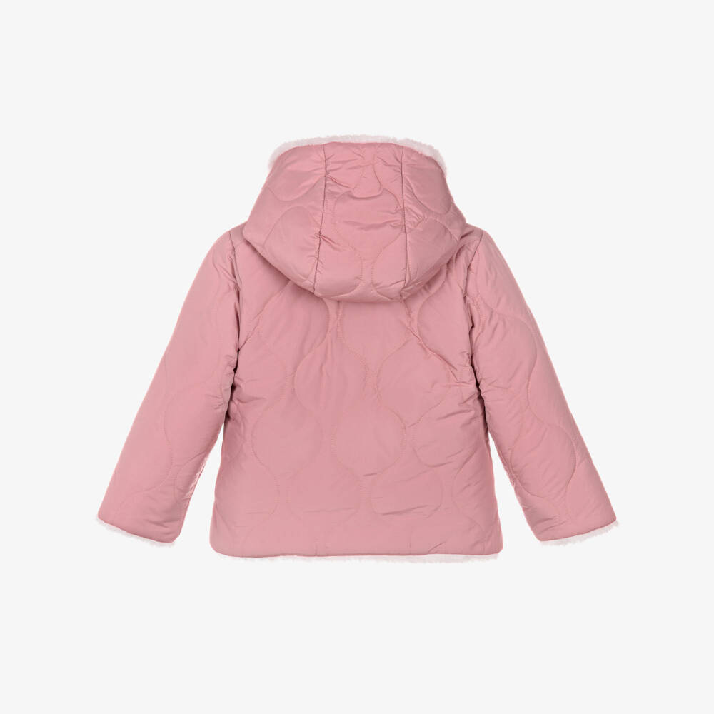 iDO Baby-Girls Pink Reversible Hooded Jacket | Childrensalon Outlet