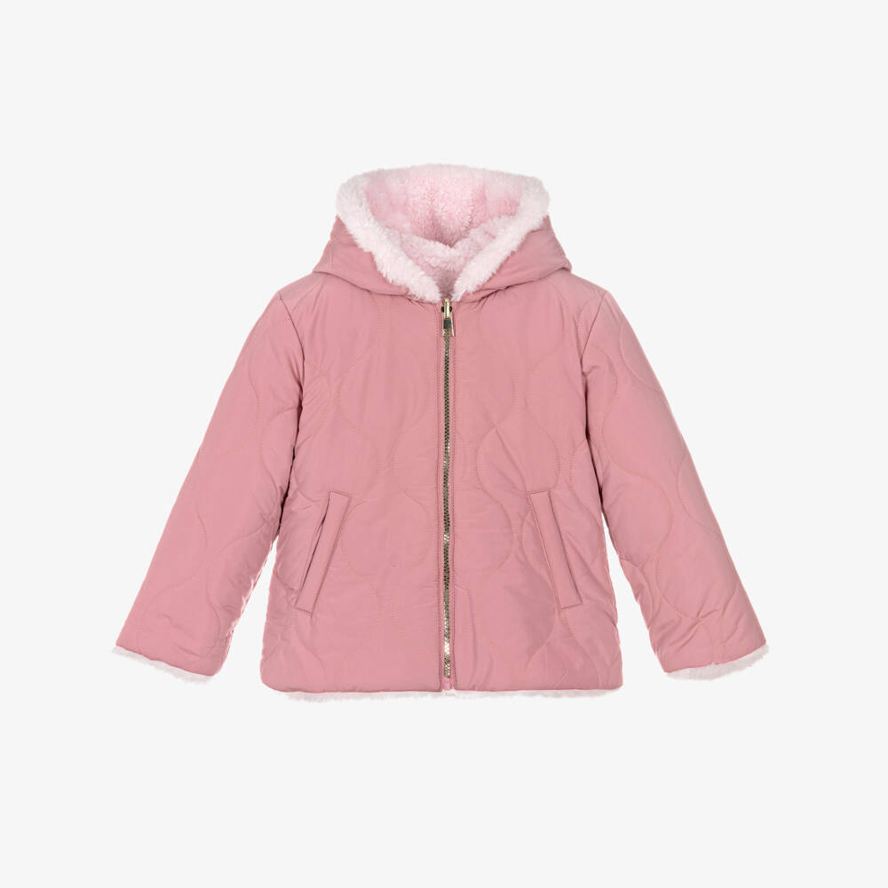 iDO Baby-Girls Pink Reversible Hooded Jacket | Childrensalon Outlet