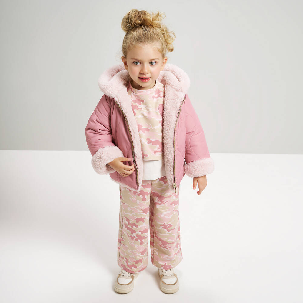 iDO Baby-Girls Pink Reversible Hooded Jacket | Childrensalon Outlet
