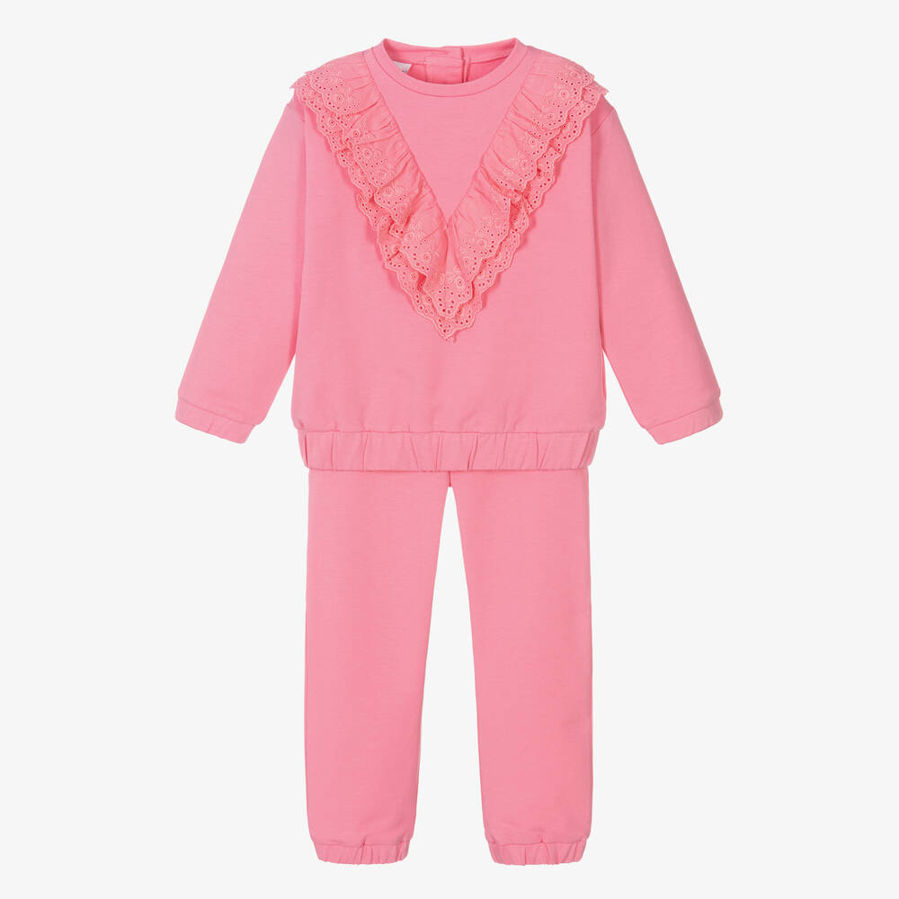 iDO Baby-Girls Pink Ruffle Tracksuit | Childrensalon Outlet