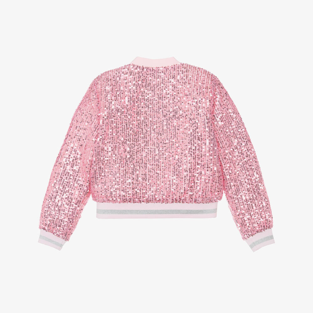 iDO-Girls Pink Sequin Bomber Jacket | Childrensalon Outlet