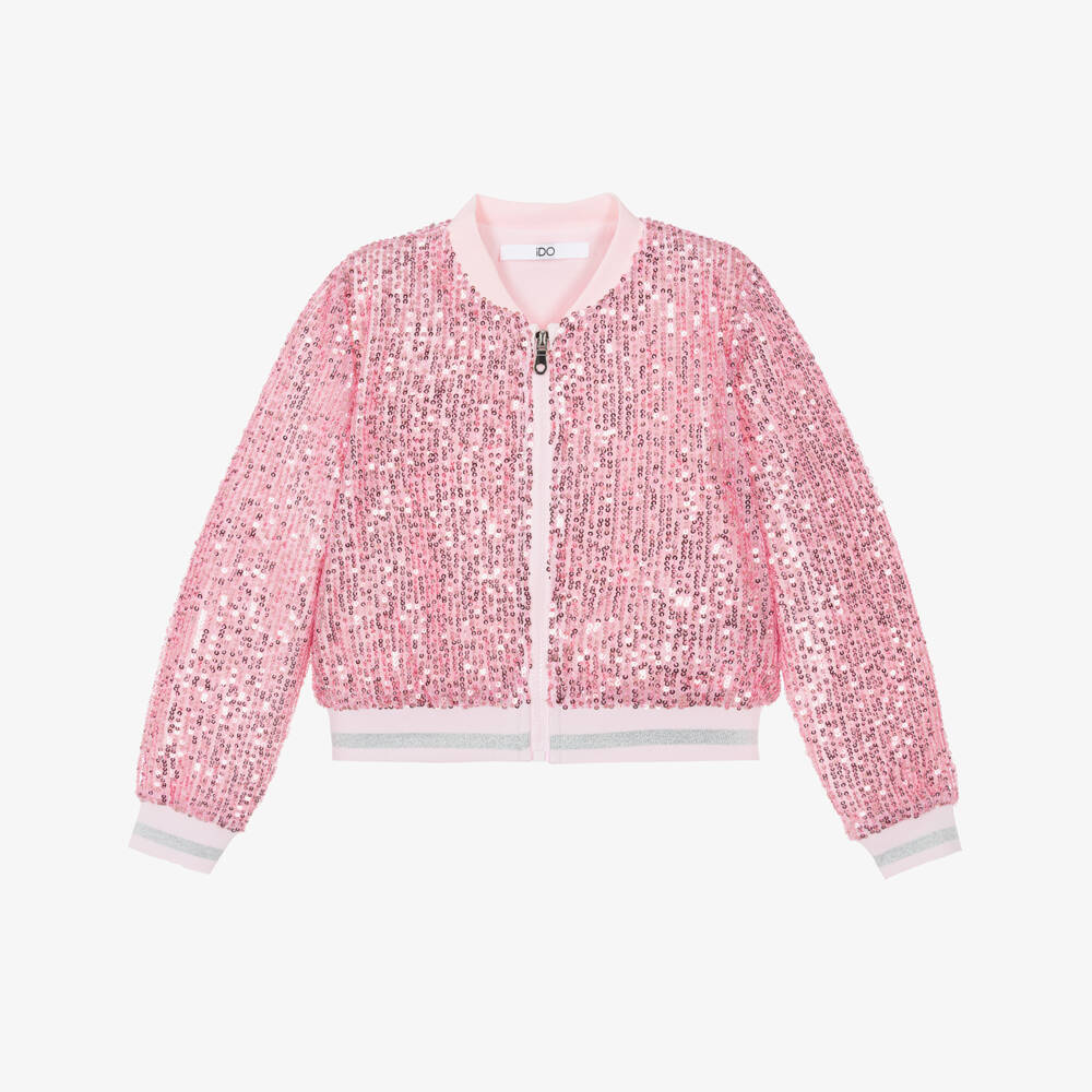 iDO-Girls Pink Sequin Bomber Jacket | Childrensalon Outlet