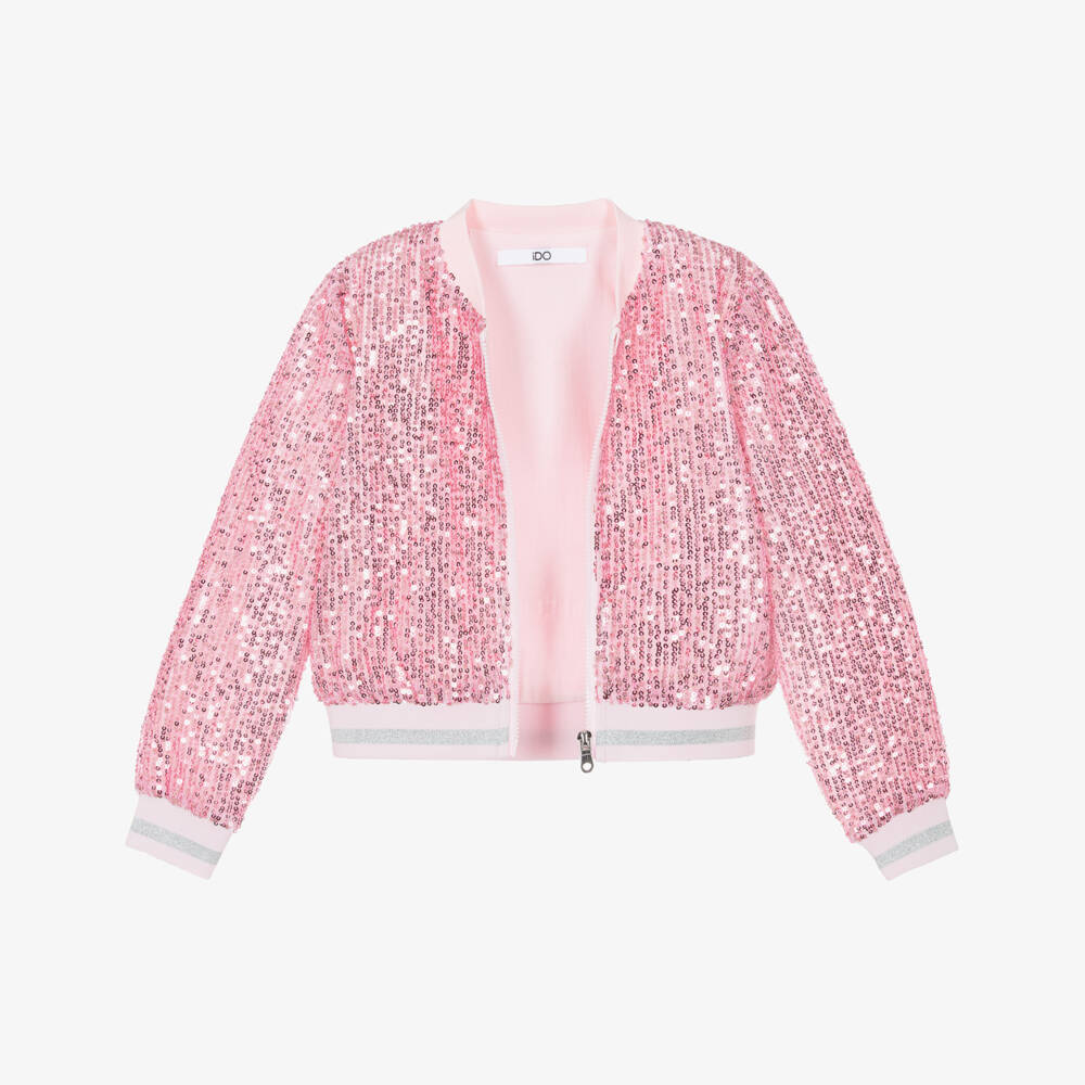 iDO-Girls Pink Sequin Bomber Jacket | Childrensalon Outlet