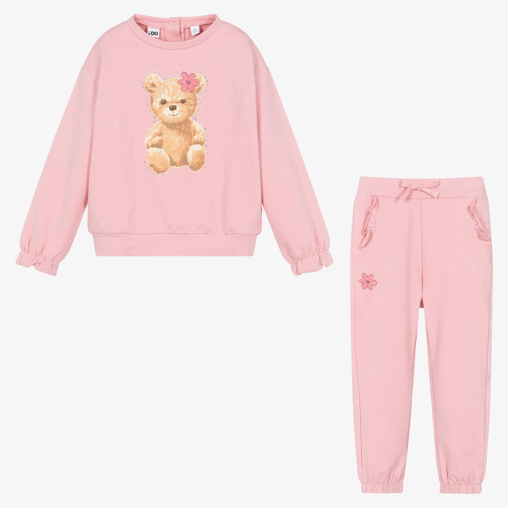 iDO Малыши-Розовый спортивный костюм из хлопка с медвежонком | Childrensalon Outlet