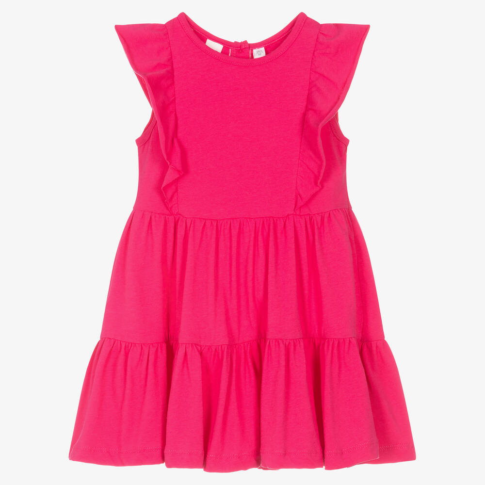 iDO Baby - فستان قطن بطبقات لون زهري فيوشيا | Childrensalon