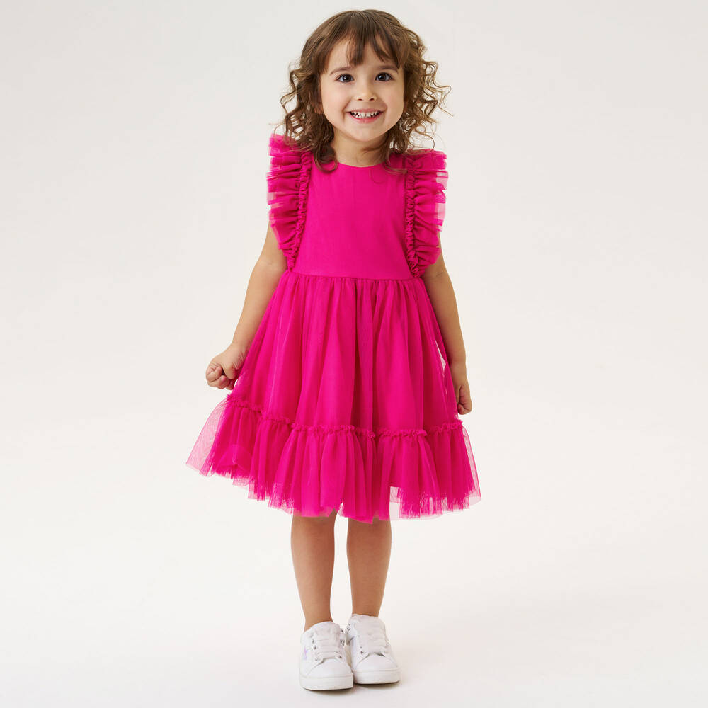 iDO Малыши-Girls Pink Tulle Ruffle Dress | Childrensalon Outlet