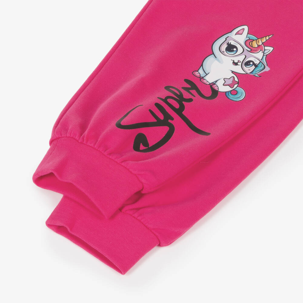 iDO Baby-Girls Pink Unicorn Cotton Joggers | Childrensalon Outlet