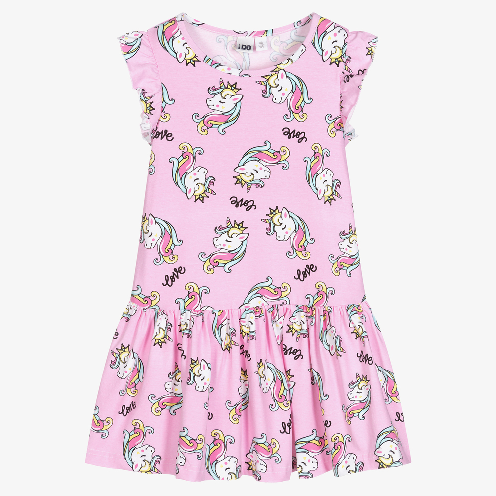 iDO Baby - Rosa Kleid mit Einhorn-Print (M) | Childrensalon