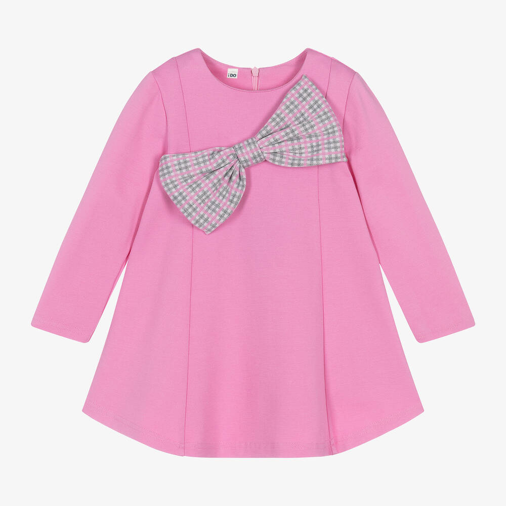 iDO Baby-Girls Pink Viscose Bow Dress | Childrensalon Outlet