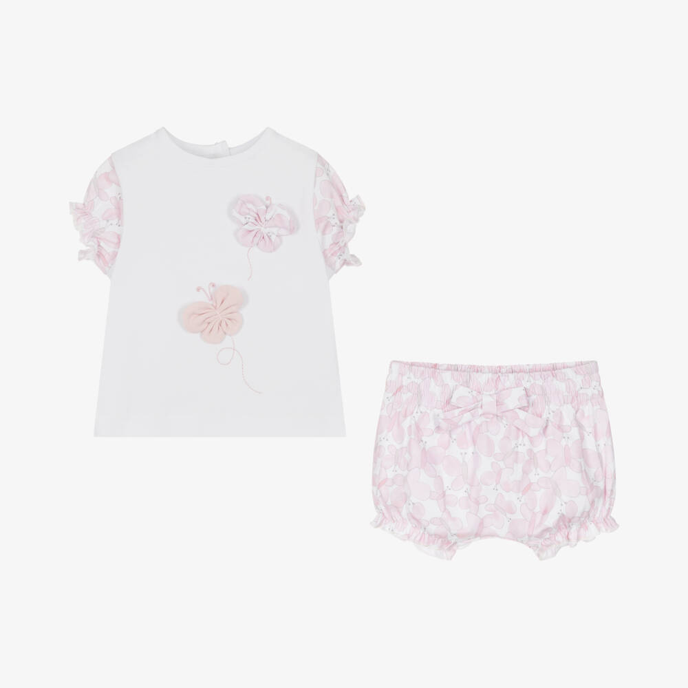 iDO Mini-طقم فراشات وردي وأبيض للبنات | Childrensalon Outlet