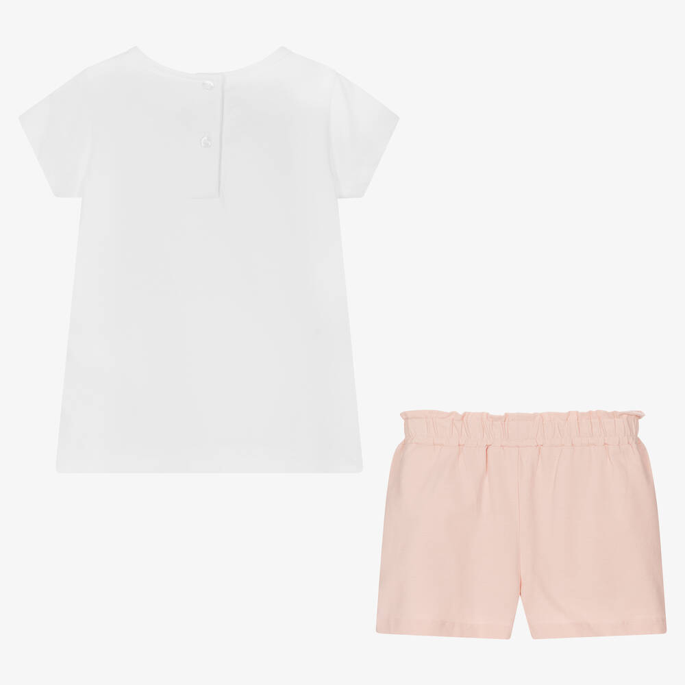 iDO Малыши-Белый топ с розовыми шортами из хлопка для девочек | Childrensalon Outlet