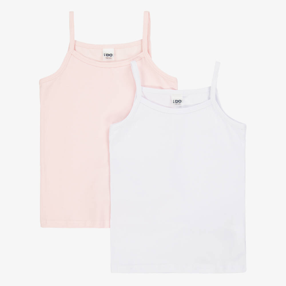 iDO Junior-Girls Pink & White Jersey Vest Set | Childrensalon Outlet