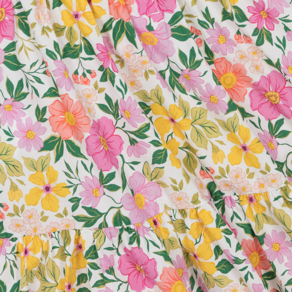 iDO Baby-Girls Pink & Yellow Floral Cotton Dress | Childrensalon Outlet