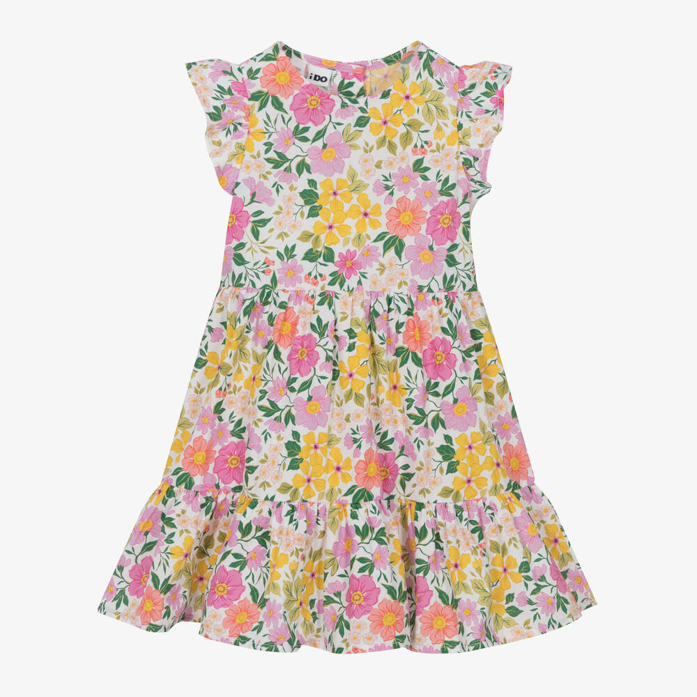 iDO Baby-Girls Pink & Yellow Floral Cotton Dress | Childrensalon Outlet