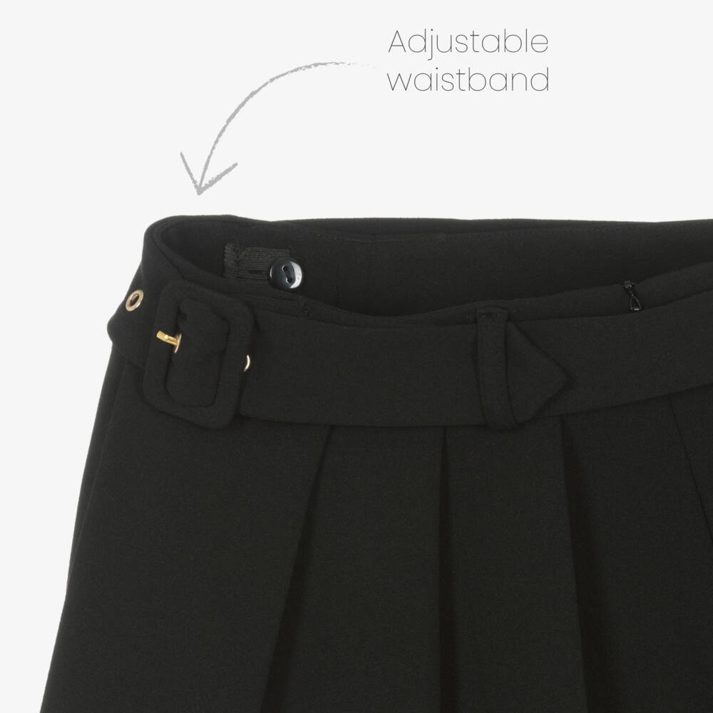 iDO Junior-Girls Pleated Black Crêpe Skirt | Childrensalon Outlet