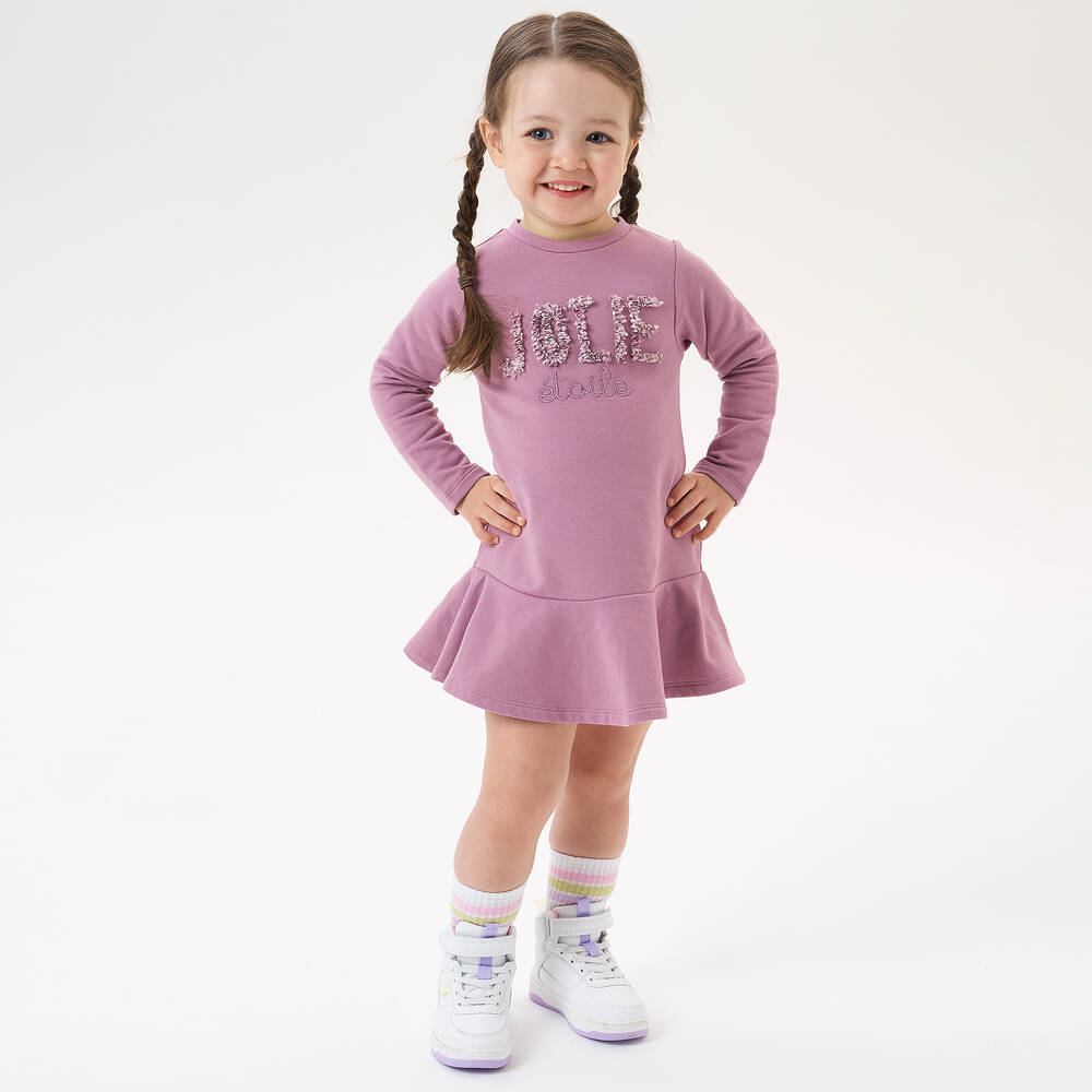 iDO Baby-Girls Purple Cotton Jersey Dress | Childrensalon Outlet