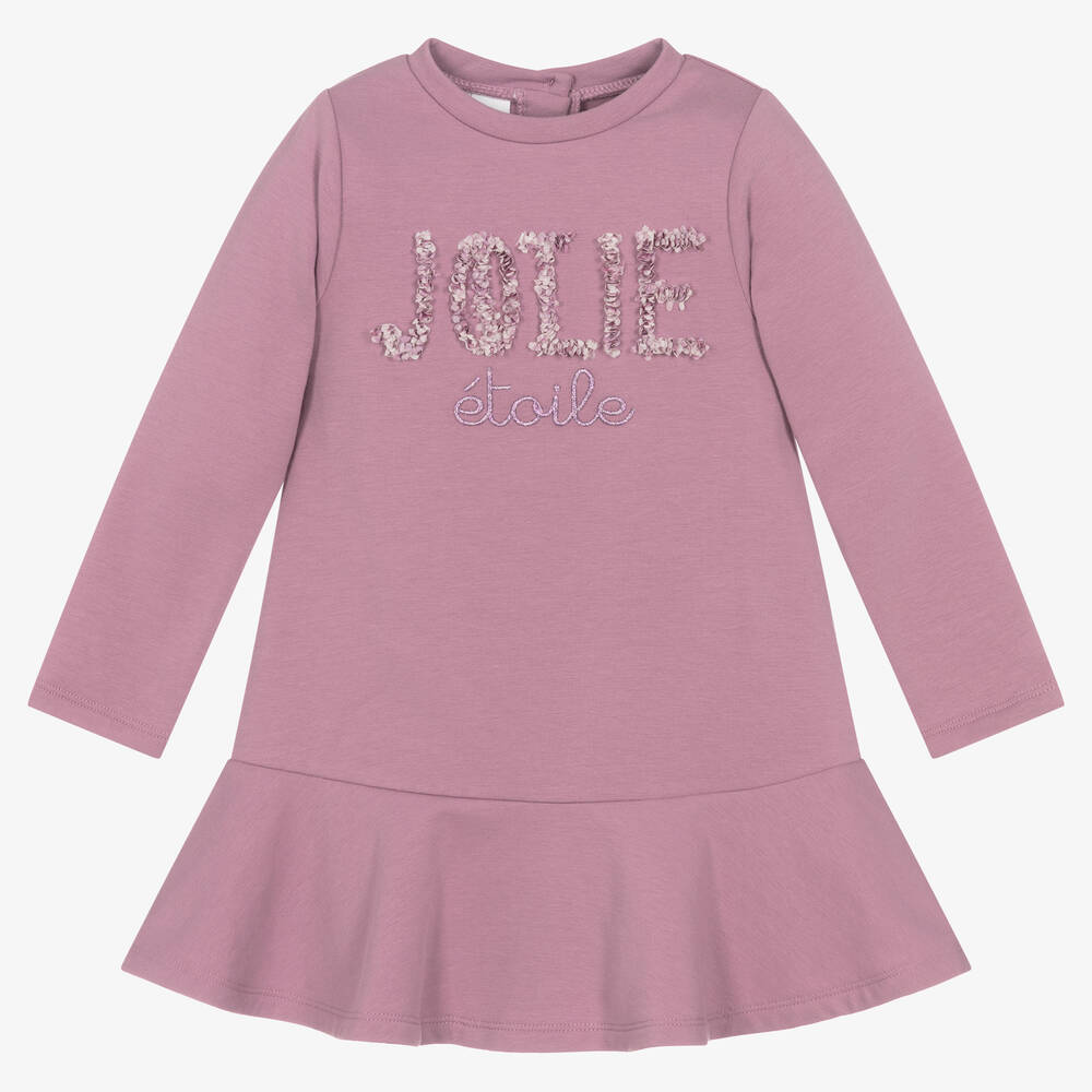 iDO Baby - Girls Purple Cotton Jersey Dress | Childrensalon