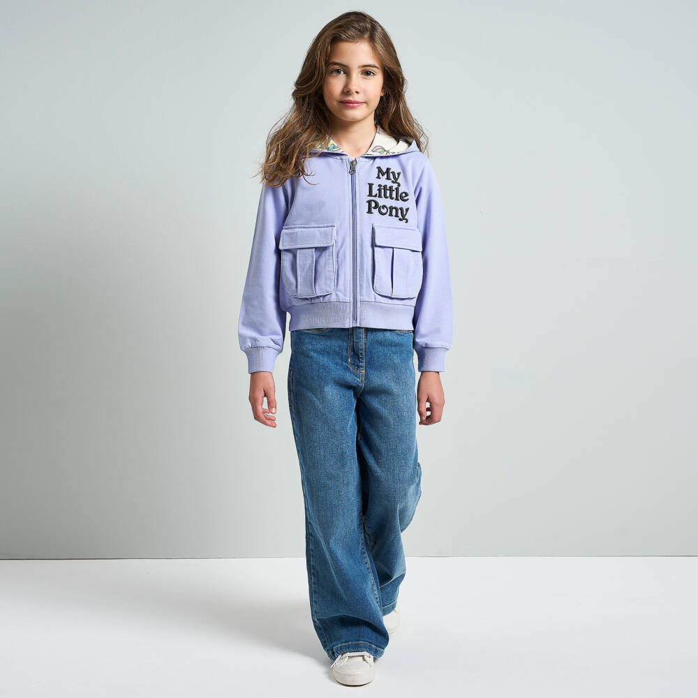 iDO Baby-Girls Purple Cotton Pony Zip Hoodie | Childrensalon Outlet