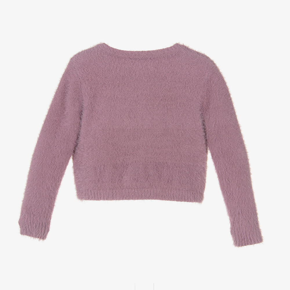 iDO Baby-Girls Purple Fluffy Knit Cardigan | Childrensalon Outlet