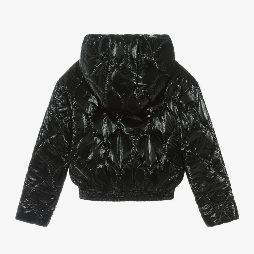 iDO Junior-Girls Quilted Black Puffer Coat | Childrensalon Outlet