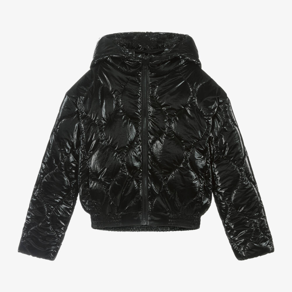 iDO Junior-Girls Quilted Black Puffer Coat | Childrensalon Outlet