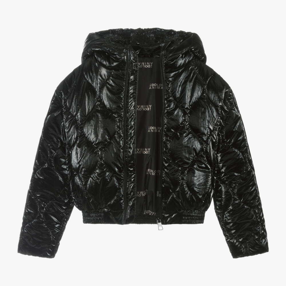 iDO Junior-Girls Quilted Black Puffer Coat | Childrensalon Outlet