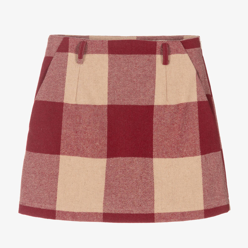 iDO Junior-تنورة مزيج صوف لون أحمر وبيج | Childrensalon Outlet