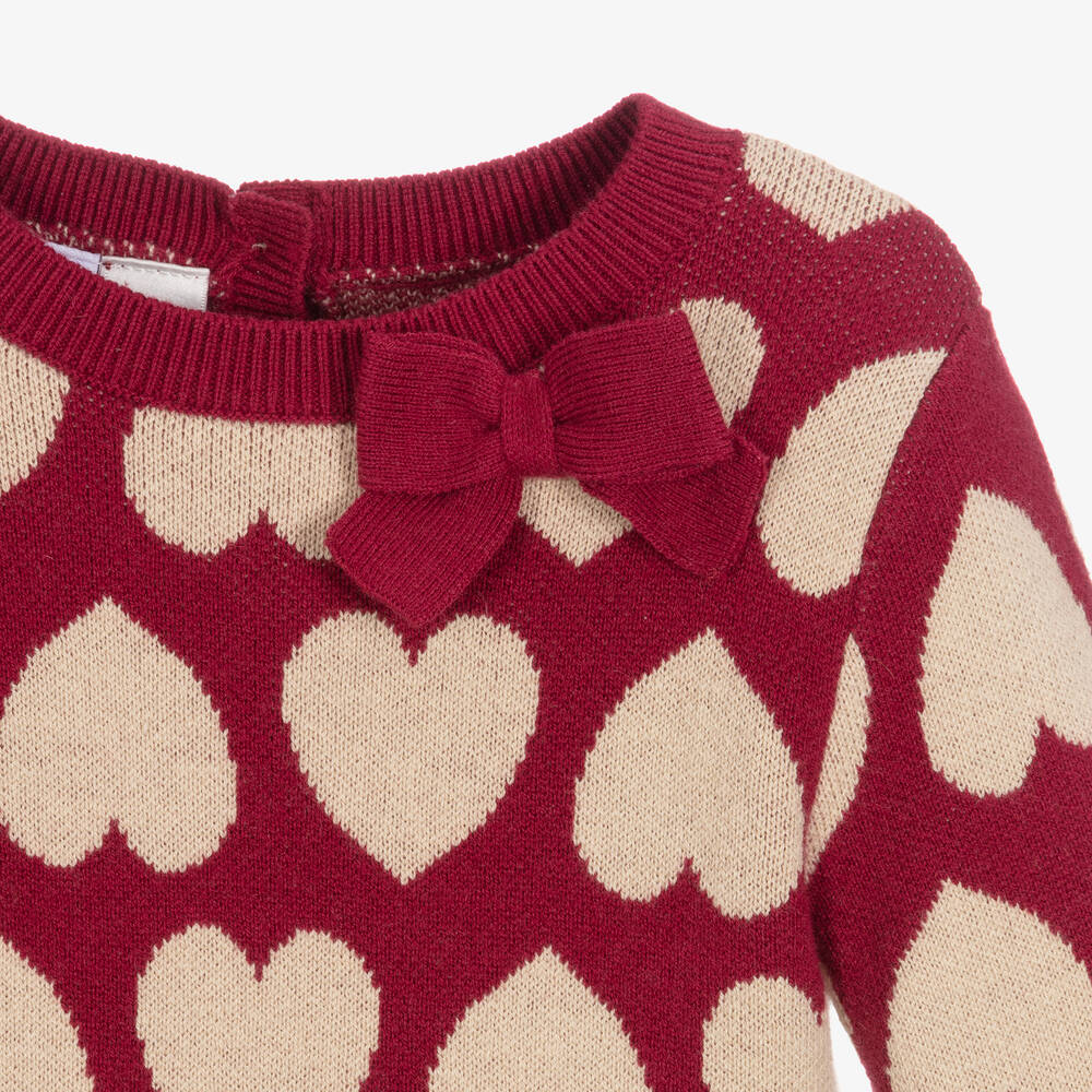 iDO Малыши-Красное платье с бежевыми сердечками | Childrensalon Outlet