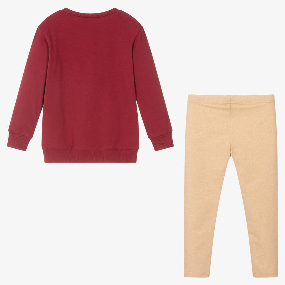 iDO Baby-Girls Red & Beige Leggings Set | Childrensalon Outlet