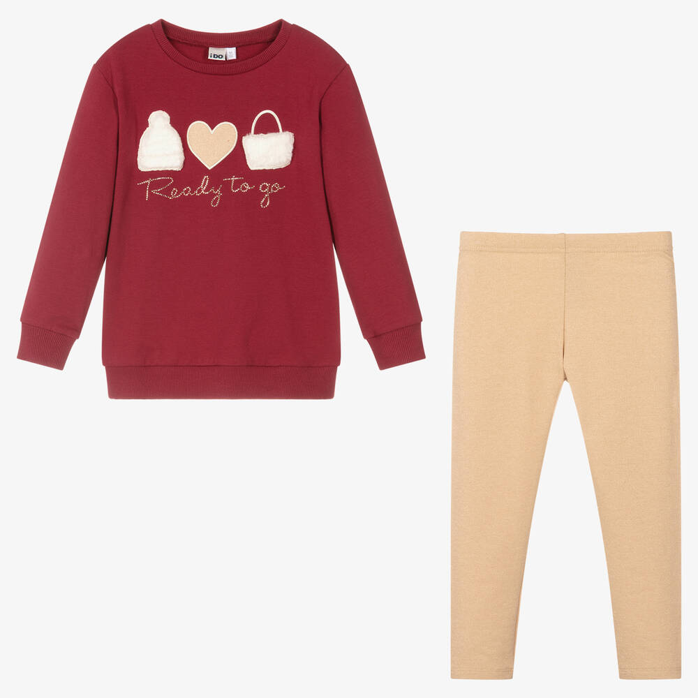 iDO Baby-Girls Red & Beige Leggings Set | Childrensalon Outlet