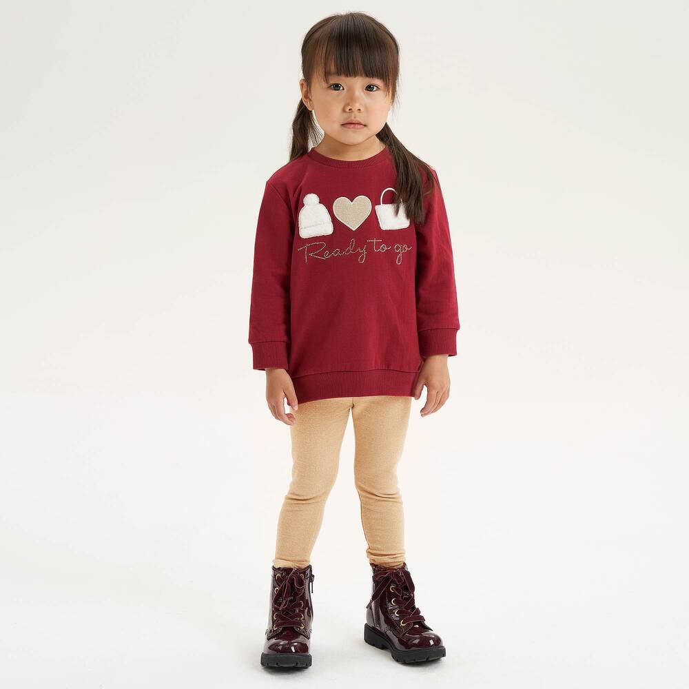 iDO Baby-Girls Red & Beige Leggings Set | Childrensalon Outlet