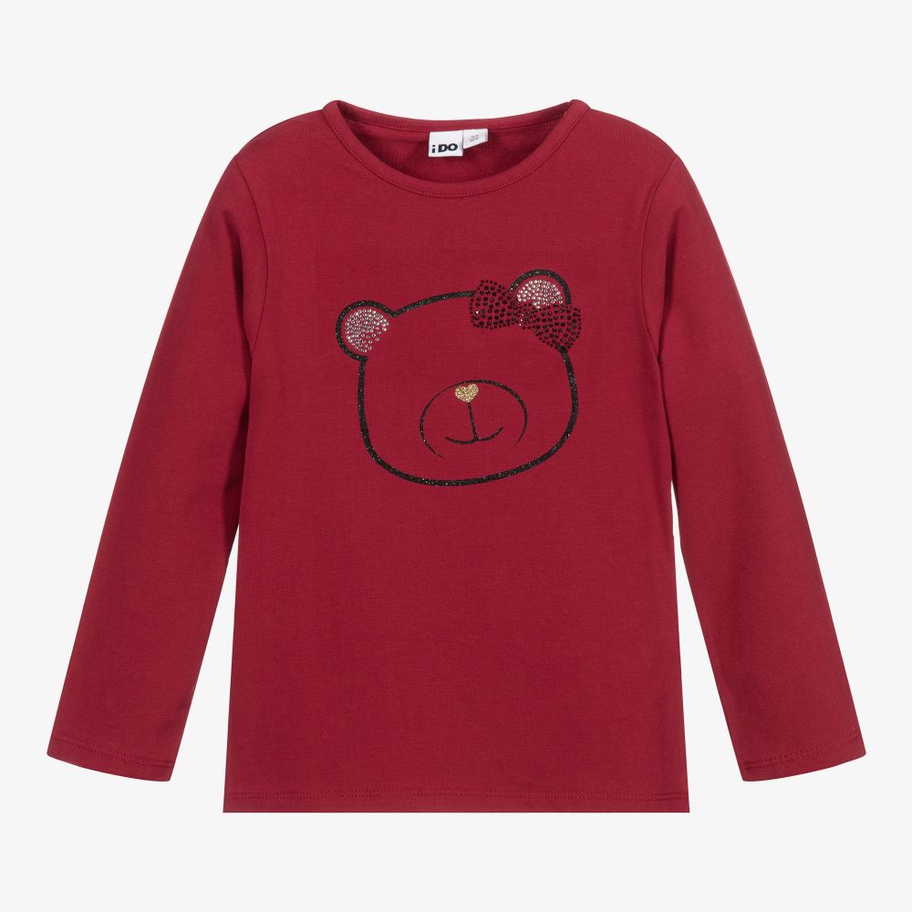 iDO Baby - Girls Red Cotton Jersey Top | Childrensalon