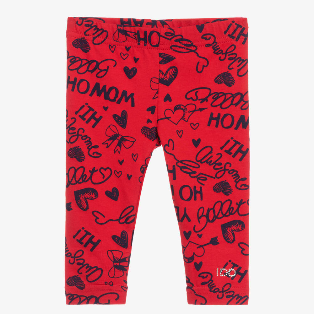 iDO Baby-Girls Red Cotton Leggings | Childrensalon Outlet