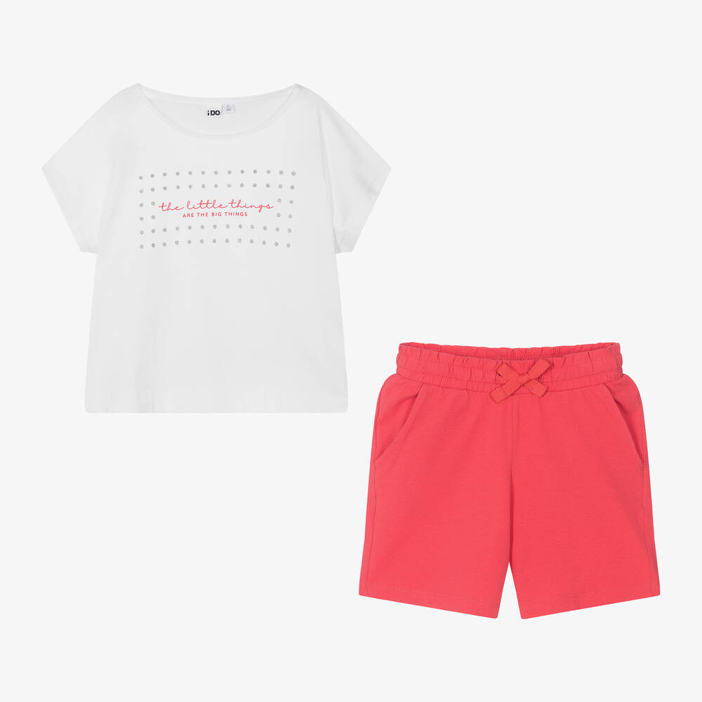 iDO Для младших-Girls Red Cotton Shorts Set | Childrensalon Outlet